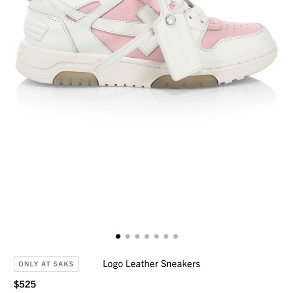 Off-White Logo Leather Pink & White Sneakers - Picture 8 of 9